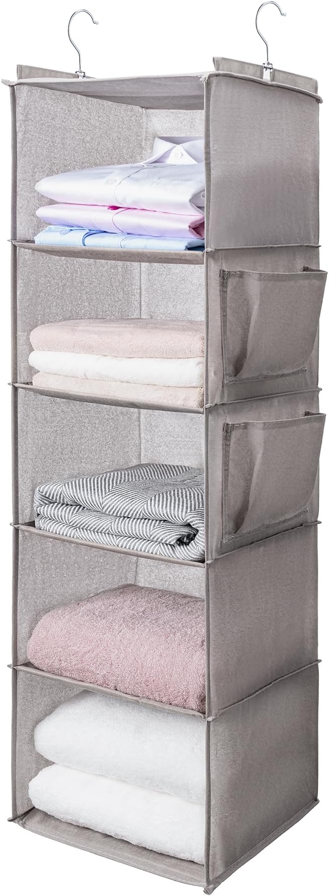 BOOMIBOO Hanging Closet Organize and Shelves, 5-Hanging Shelf（Light Grey） | by BOOMIBOO