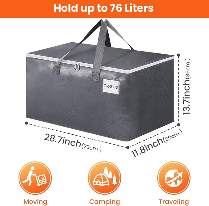 BlissTotes Large Moving Bags, Storage Bags, 76L-2 Pack | Moving Bags - Image 2
