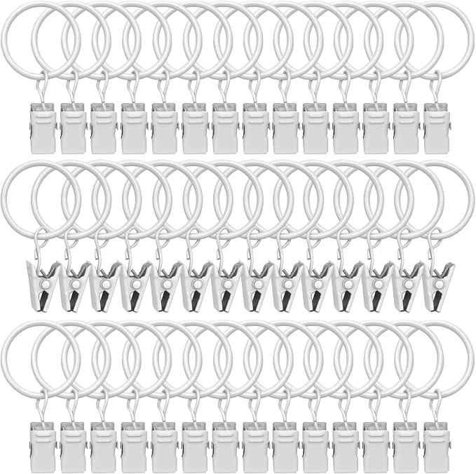 42 Pack Curtain Rod Clip Rings, Metal Drapery Ring by LULARINE
