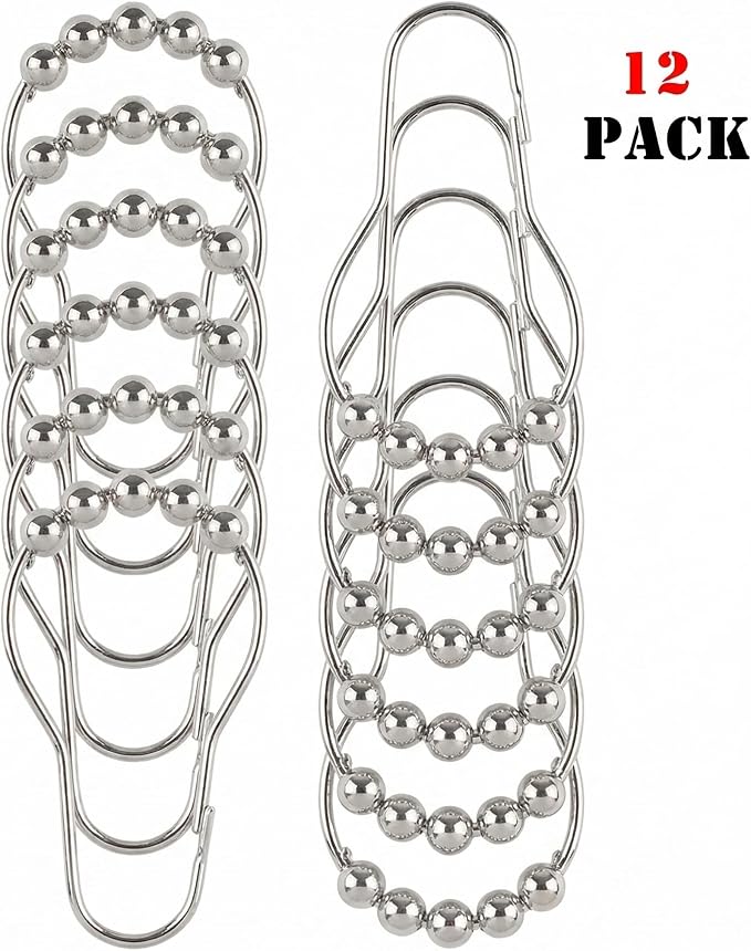 Shower Curtain Hooks Rings, Rustproof Metal Shower Curtain Rings - Image 7