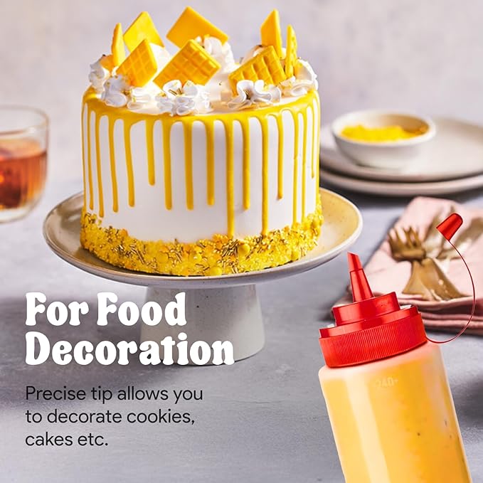 Norcalway 12 oz Condiment Squeeze Bottles for Sauces - Leak Proof Oil, Syrup, Dressing Squirt Bottles - 3 Pack