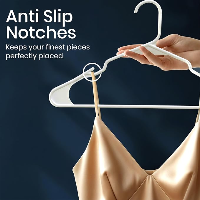 Utopia Home Plastic Hangers 50 Pack – Space Saving Clothes Hanger White | - Image 3