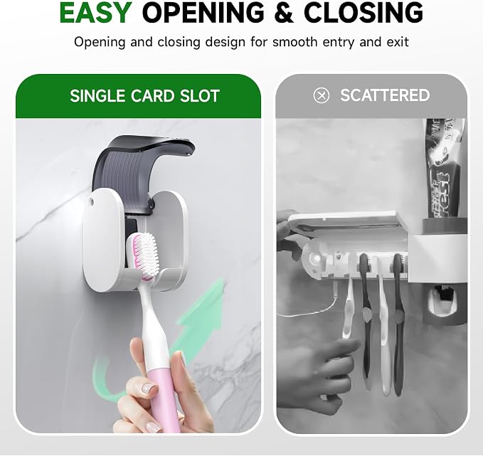 4 Pcs Toothbrush Holders Wall Mounted, Single Slot Design, Shower Self Adhesive - Image 4