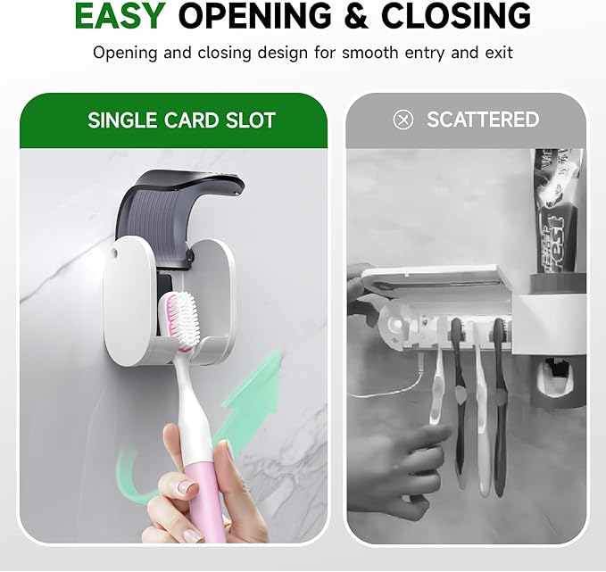 2 Pcs Toothbrush Holders Wall Mounted, Single Slot Design, Shower Self Adhesive - Image 4