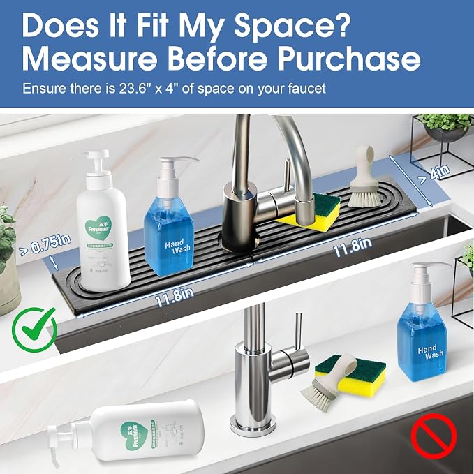 24 Inch Kitchen Sink Splash Guard, Sink Splash Guard Behind Faucet, Silicone - Image 4