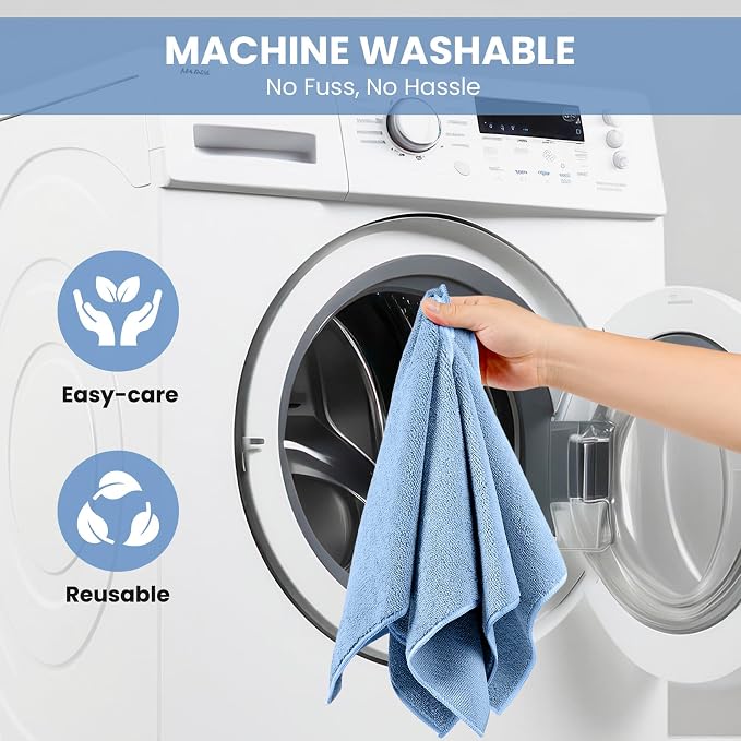 SIFANGKE Microfiber Cleaning Cloth, 12 Pack Blue Cleaning Rags - Image 7