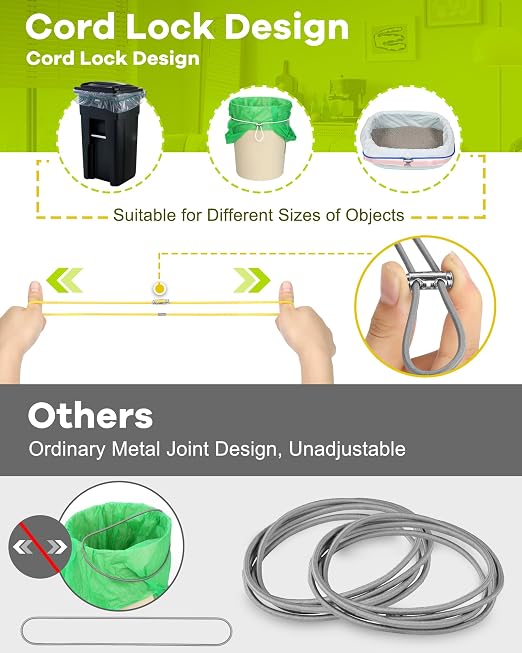 Garbage Can Bands Cord Lord Design Adjustable Large Trash Can Rubber Bands Fits - Image 2