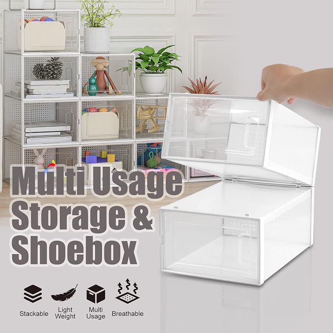 AJP Distributors 6 Collapsible Stackable Shoe Organizer Racks - Image 3