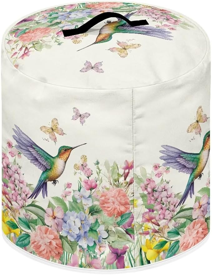 Appliance Dust Covers for Air Fryer & Pressure Cooker, Small Appliance Covers with Pockets Fits Pressure Cooker (3 Quart) and Extra Accessories - Hummingbird Floral