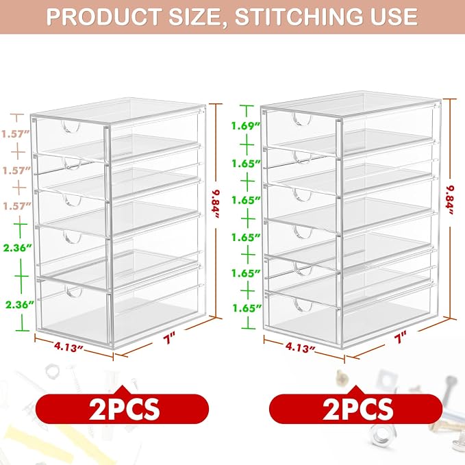 4-Pack 22-Drawer Acrylic Storage & Makeup Organizer - Image 3