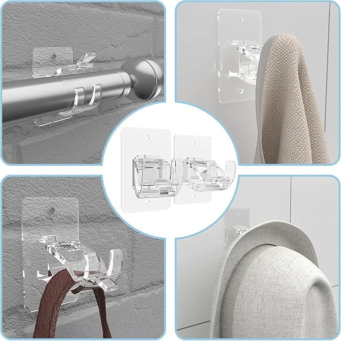 CIEMGNZOC 2PCS No Drill Curtain Brackets, Self-Adhesive Rods, Adjustable - Image 6