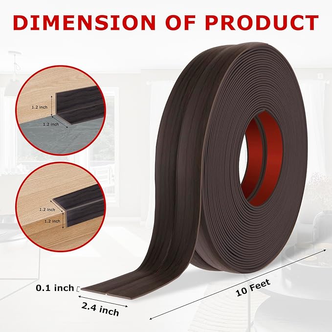 Flexible Wall Corner Protector Moulding Trim Peel and Stick Wall Corner Guards Edge Protector Self Adhesive Molding Trim Strip for Edge Ceiling (Dark Walnut Wood Grain, 2.4 in x 10 Ft)