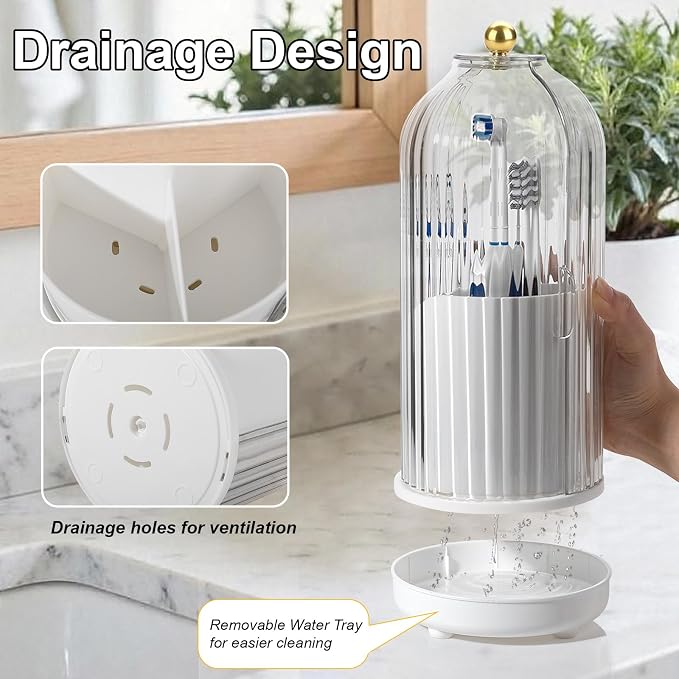 Toothbrush Holders with Cover Toothpaste Organizer - Image 2