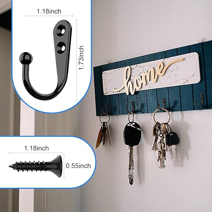 15 Pcs Black Coat Hooks, Wall Hooks - Image 5