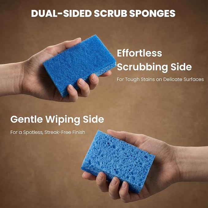 Metflavor Kitchen Sponges, Dual-Sided Non-Scratch Scrub Sponge | Dish Scrubber - Image 3