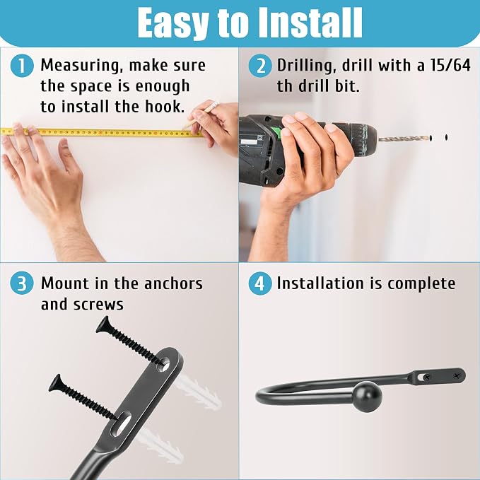 VRSS 6" L x 3" W Wall Mount Curtain Tiebacks Drapery Holdbacks Black, Curtain - Image 6