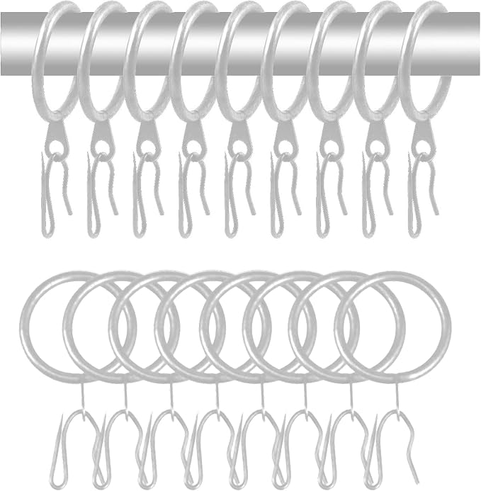 60 Pcs Metal Drapery Curtain Rings & Hooks, 30 mm Internal Diameter by WISION