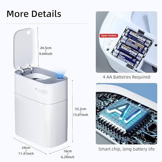 MOPALL Bathroom Trash Can with Lid Automatic Bagging Motion Sensor 3.5gal | - Image 7