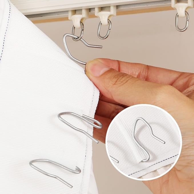 Outus 58 Pack Metal Curtain Hooks Pin-On Drapery 1.2x1, Matt Silver | Pinch - Image 5