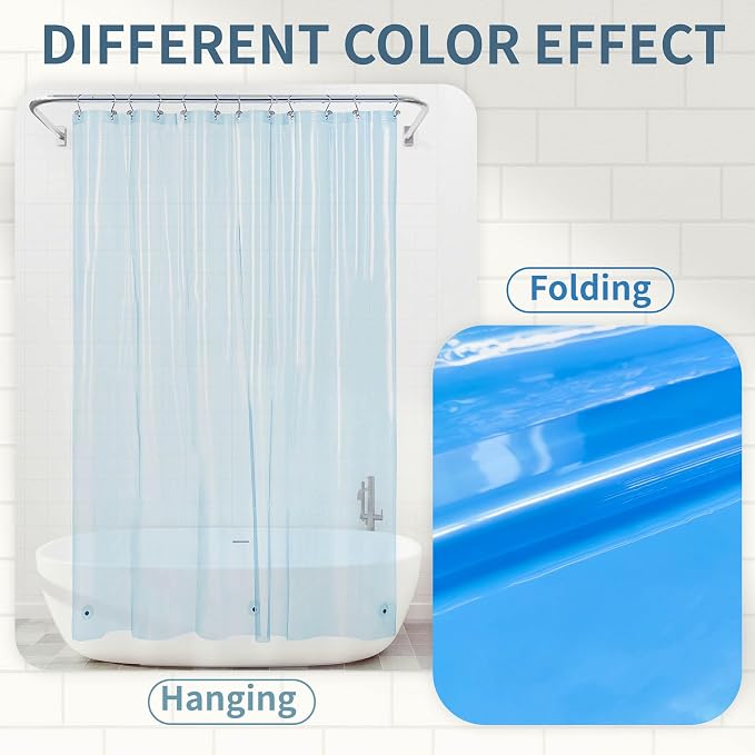 Barossa Design Clear Blue Long Shower Curtain Liner 72x78 - Image 2