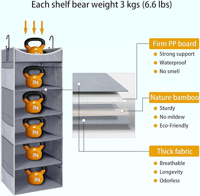 5-Shelf Hanging Closet Organizer and Storage - Image 3