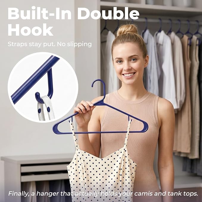 HOUSE DAY Blue Plastic Hangers 60 Pack, Slim Space-Saving Clothes Hangers | - Image 4