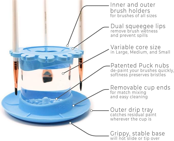 Paint Puck Ultimate Rinse Cup Paint Brush Cleaner, Brush Holder, Squeegee Lips - Image 3