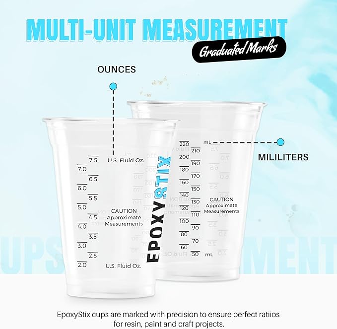 [Pack of 100] 10oz Disposable Graduated Measuring Cups for Mixing - Measurements in mL and Oz - Multipurpose Reusable Cups for Paint, Epoxy Resin, Stain, Liquid Mixing Cups