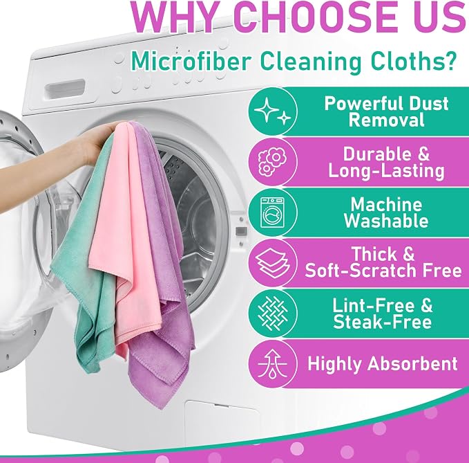 Newwiee 6 Pcs Extra Large Microfiber Cleaning Cloth 30" x 20" Washable Reusable - Image 4