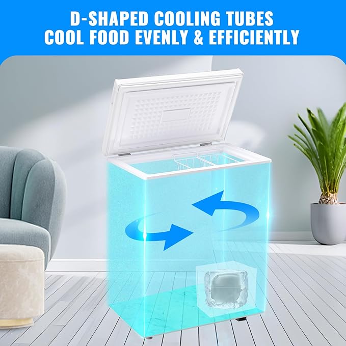 Chest Freezer Ultra-Low Temperature Deep Freezers (Down to -11.2 ℉) with Two Removable Baskets Accurate Display of Cabinet Temp Freestanding White