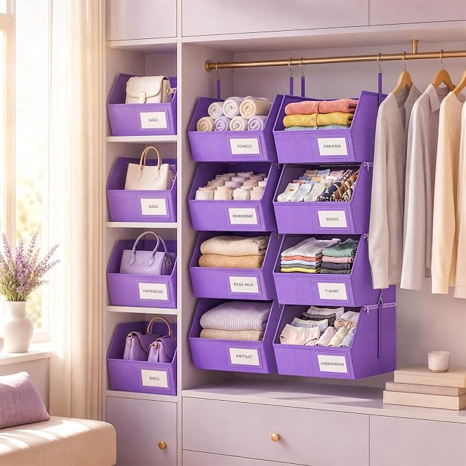 2 Pack 4-Tier Hanging Closet Organizer, Detachable Hanging Storage Shelves - Image 6