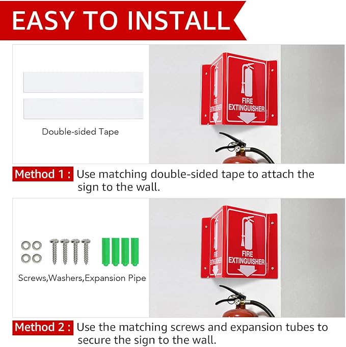 GicnKeuz Fire Extinguisher Sign with Down Arrow, 8" x 6" Fire Extinguisher Two-Sided Acrylic Projecting V-Sign, Including Screws, Easy to Install, Home Office/Business Use (8 Pack)