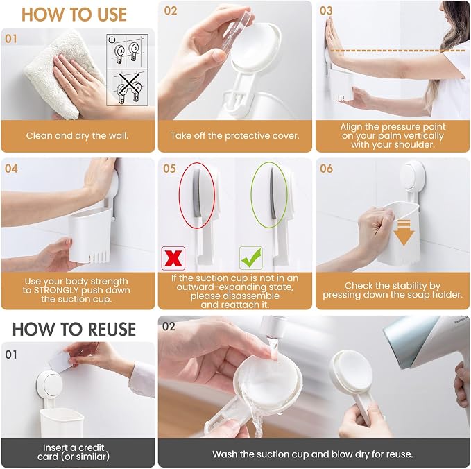 Powerful Suction Cup Toothbrush Holder, Drill-Free Wall Shower Holder - Image 10