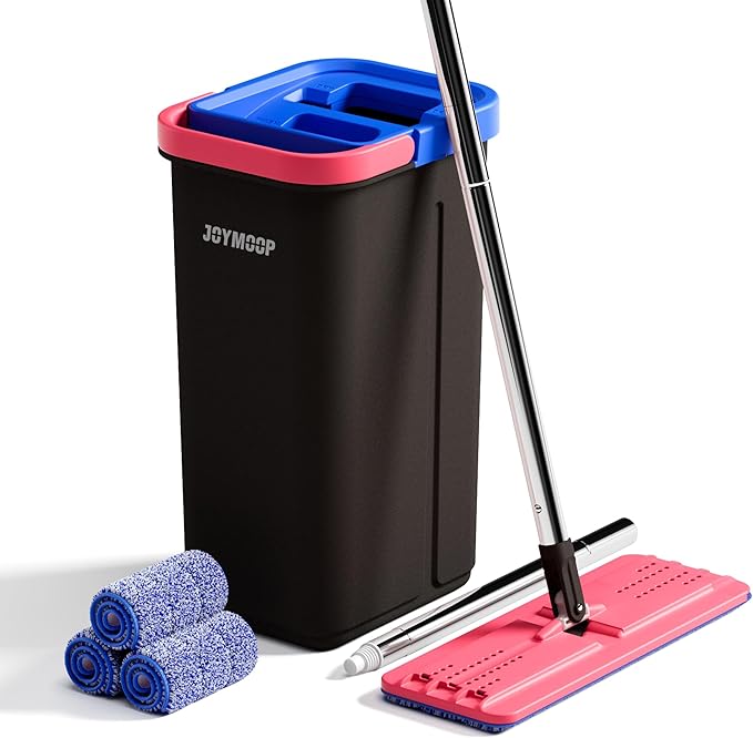 JOYMOOP Flat Mop System, Microfiber Mop and Bucket Set, Household & Commercial by JOYMOOP