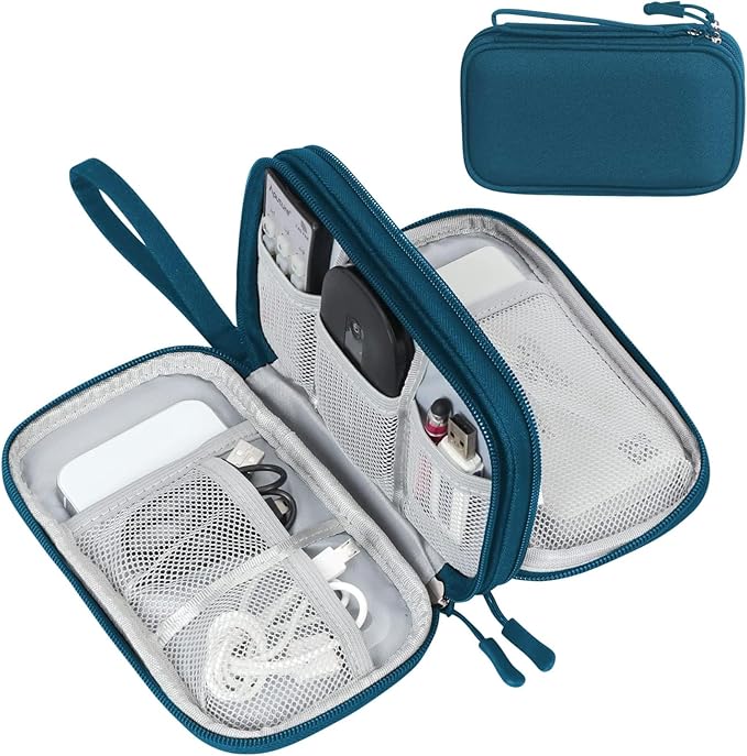 FYY Electronic Organizer, Travel Tech Pouch Bag, Dark Green | Wrist Strap by FYY
