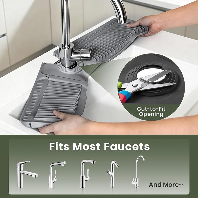 24 Inch Faucet Mat for Kitchen Sink, Silicone Splash Guard for Kitchen Sink Area - Image 6
