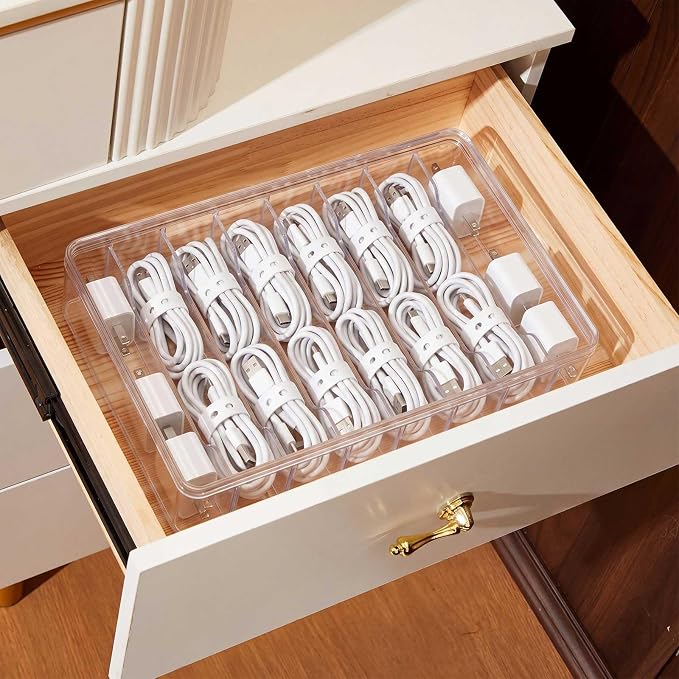 Tatuo 2 Pcs Cord Organizer for Drawer Desktop, Cable Organizer Box - Image 5