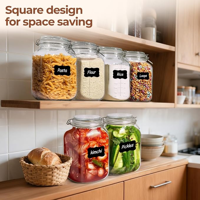 ComSaf Large Square Glass Food Jars 1.1 Gallon 2 Pack - Image 6