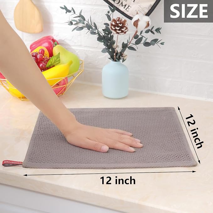 Homaxy 100% Cotton Waffle Weave Kitchen Dish Cloths 12-Pack, Ultra Soft - Image 5