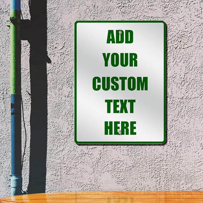 Aluminum Weatherproof Metal Sign Multiple Sizes Custom Personalized Text Here White Green Directions Vertical Street 9x12Inches