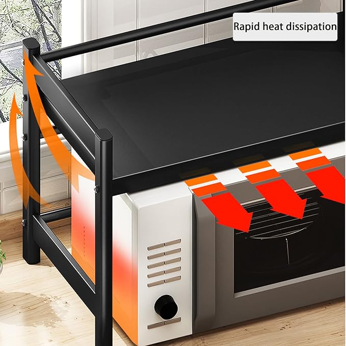 Microwave Storage Rack Microwave Oven Rack, 2 Tier Kitchen Countertop Storage Shelf Free Standing Toaster Organizer Metal Baker Workstation Shelving Stand/Teles