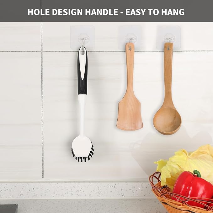 Dish Brush with Handle, 2 Pack Scrub Brushes - Image 6
