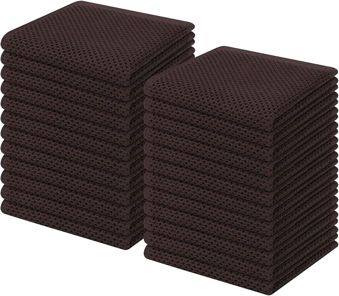 Homaxy 100% Cotton Waffle Weave Kitchen Dish Cloths 24-Pack, Dark Brown | 12 x by Homaxy