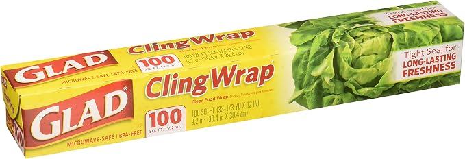 Glad Cling Wrap, BPA -Free, Microwave Ready, 100 Sq Ft/Roll, 33.3 Yard x 12 by GladTrashFoodStorage