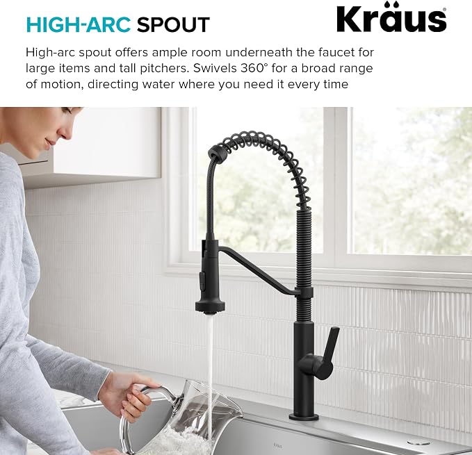 KRAUS Oletto Commercial Style 2-Function Single Handle Pull Down Kitchen Faucet - Image 9