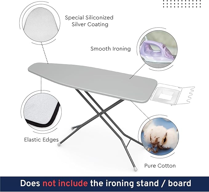 Encasa XO Ironing Board Cover And Pad 42"x14" - 4mm Felt & 2mm foam Metallized - Image 3