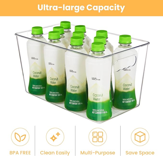 YIHONG 4 Pack Clear Storage Bins, Pantry Organizer Bins - Image 4