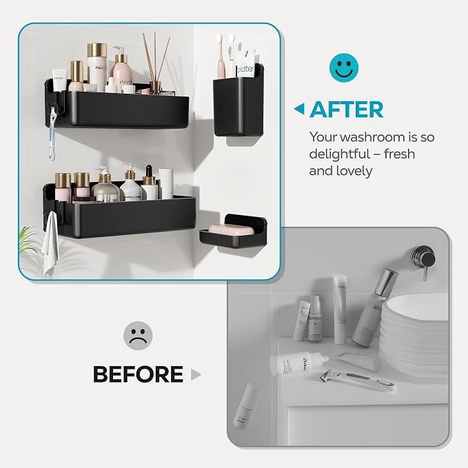 Nieifi Adhesive Shower Shelves, 4 Pieces - Image 7