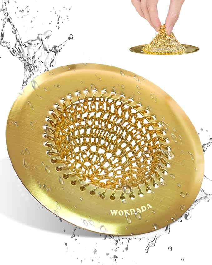 Kitchen Sink Drain Strainer, Patented Reversible Chain Mesh Basket by Wokdada