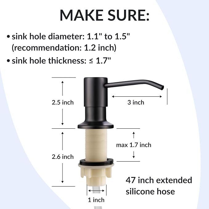 Soap Dispenser for Kitchen Sink, Matte Black Stainless Steel Countertop Dish - Image 5